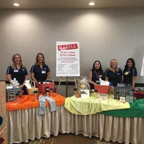 Image of the raffle table with prizes.